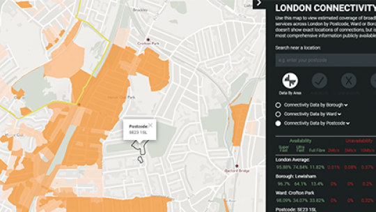 Digital connectivity in London map screenshot